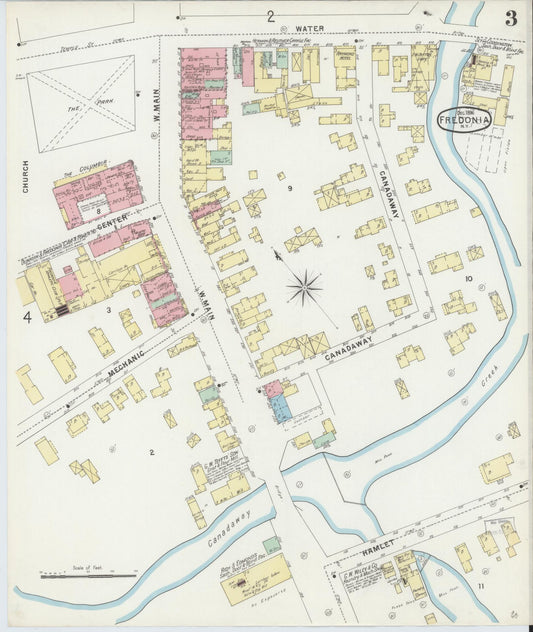 Sanborn Fire Insurance Map from Fredonia, Chautauqua County, New York (1896), Sheet #0003 - Historic Sanborn Fire Insurance Map Print, vintage old map wall art, antique decor, genealogy gift, New York New York map