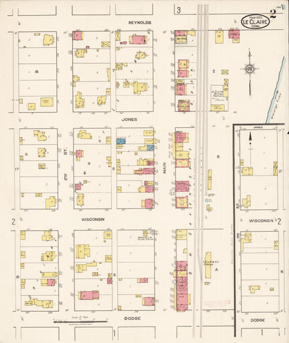 Sanborn Fire Insurance Map from Le Claire, Scott County, Iowa (1922), Sheet #0002 - Historic Sanborn Fire Insurance Map Print