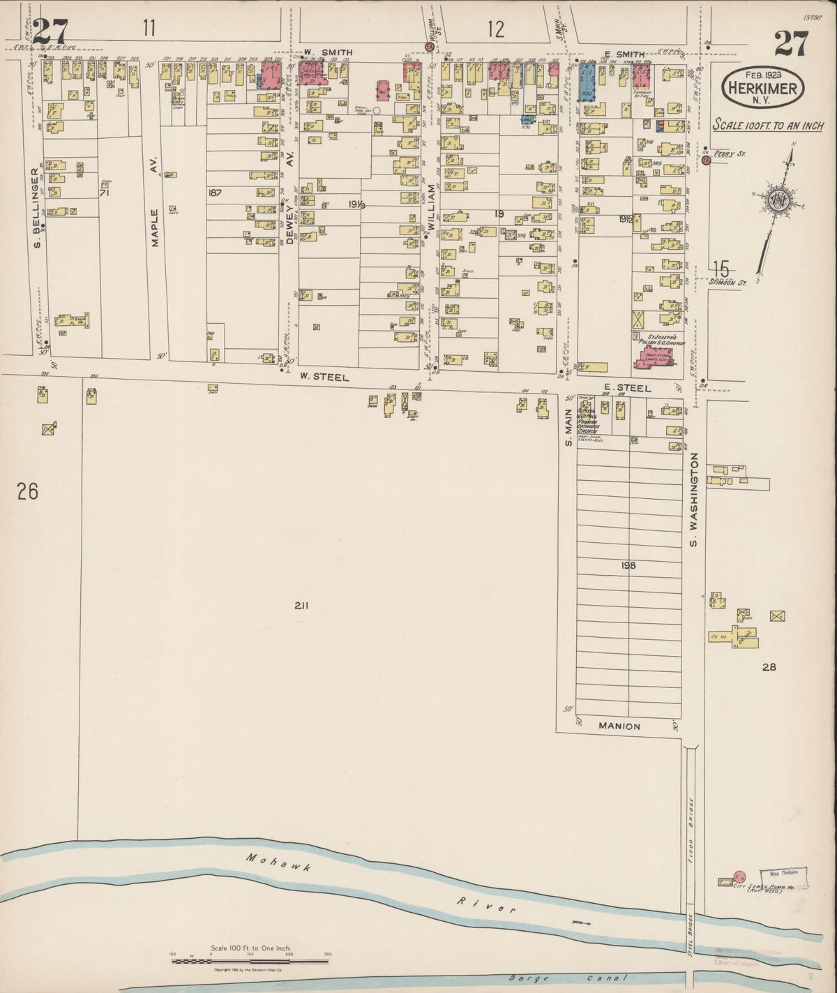 Sanborn Fire Insurance Map from Herkimer, Herkimer County, New York (1923), Sheet #0027 - Complete Map Set gallery image, historic Sanborn map, vintage wall art, New York New York