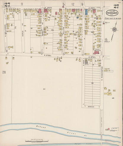 Sanborn Fire Insurance Map from Herkimer, Herkimer County, New York (1923), Sheet #0027 - Complete Map Set gallery image, historic Sanborn map, vintage wall art, New York New York