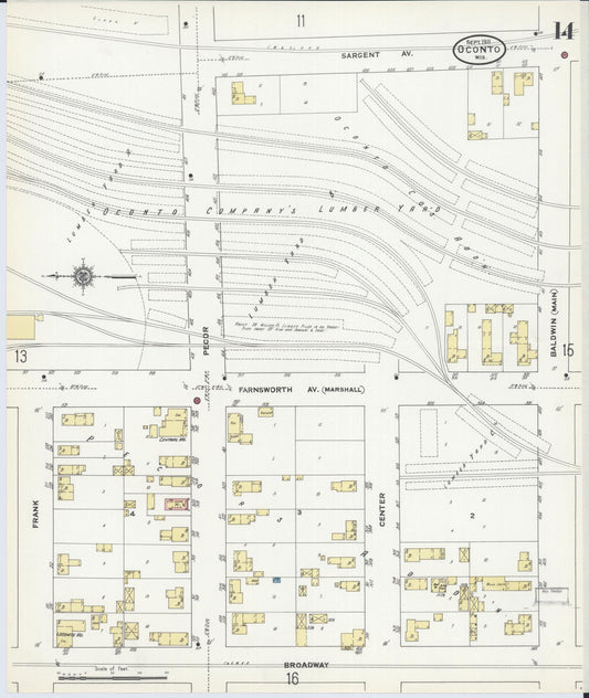 Sanborn Fire Insurance Map from Oconto, Oconto County, Wisconsin (1911), Sheet #0014 - Historic Sanborn Fire Insurance Map Print, vintage old map wall art, antique decor, genealogy gift, Wisconsin Wisconsin map