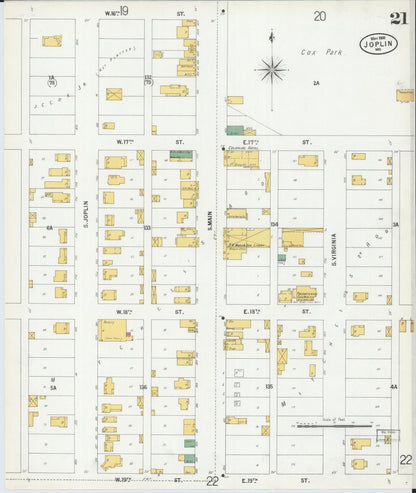 Sanborn Fire Insurance Map from Joplin, Jasper County, Missouri (1900), Sheet #0021 - Complete Map Set gallery image, historic Sanborn map, vintage wall art, Missouri Missouri