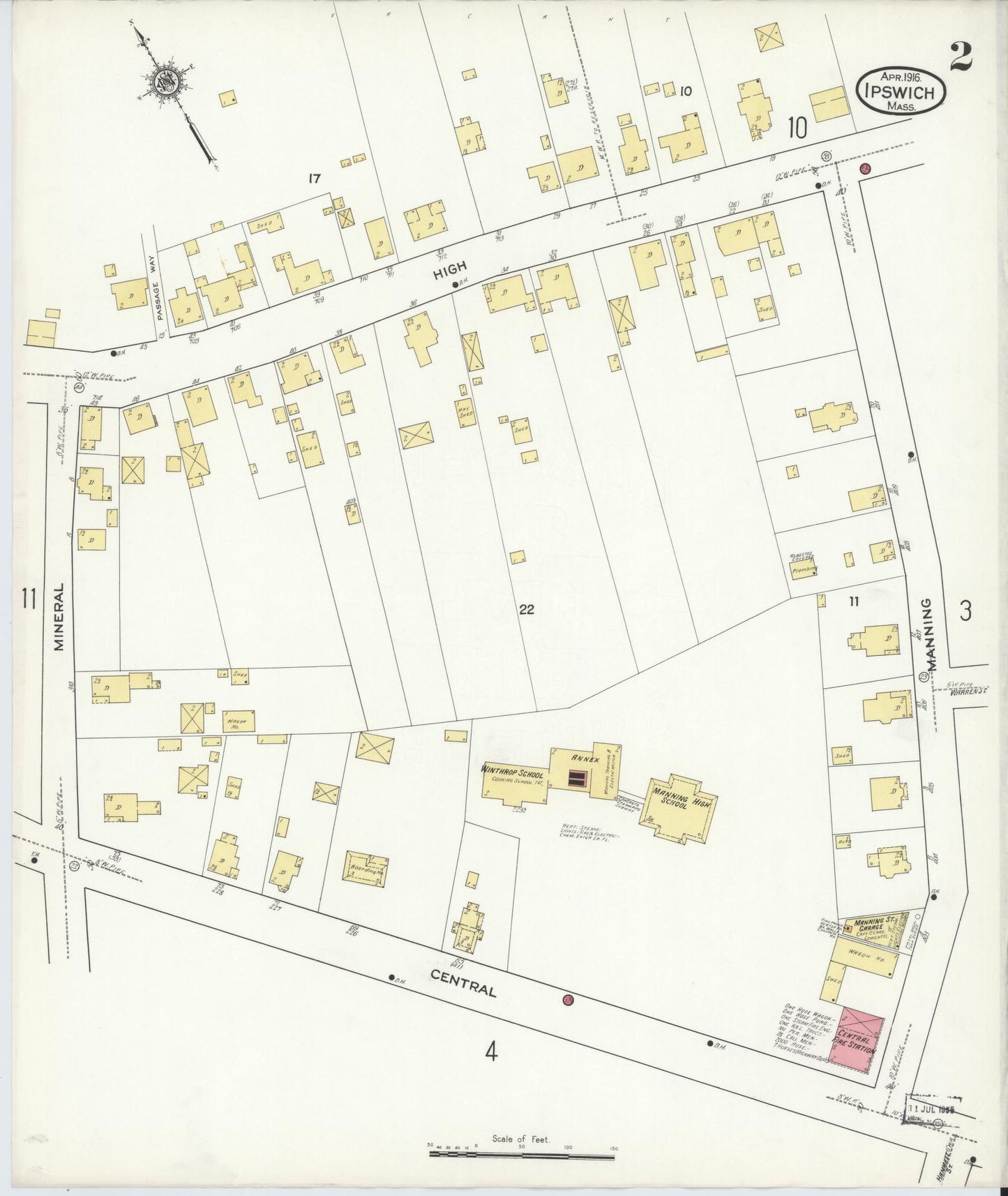 Sanborn Fire Insurance Map from Ipswich, Essex County, Massachusetts (1916), Sheet #0002 - Complete Map Set gallery image, historic Sanborn map, vintage wall art, Massachusetts Massachusetts
