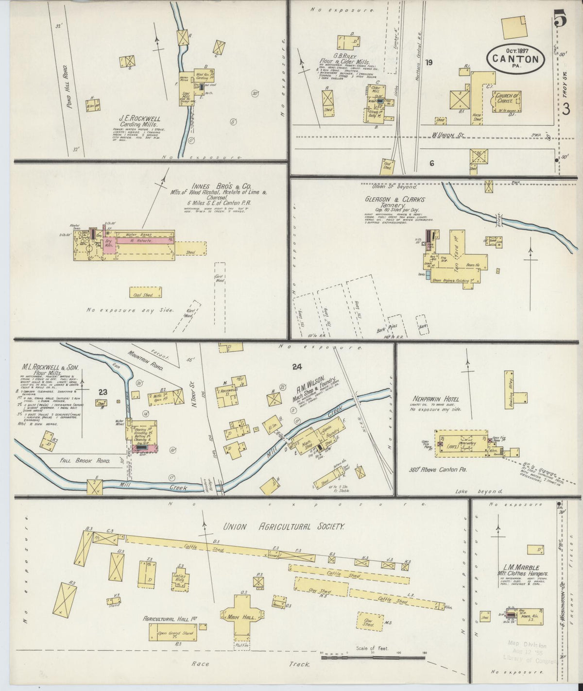 Sanborn Fire Insurance Map from Canton, Bradford County, Pennsylvania (1897), Sheet #0005 - Complete Map Set gallery image, historic Sanborn map, vintage wall art, Pennsylvania Pennsylvania