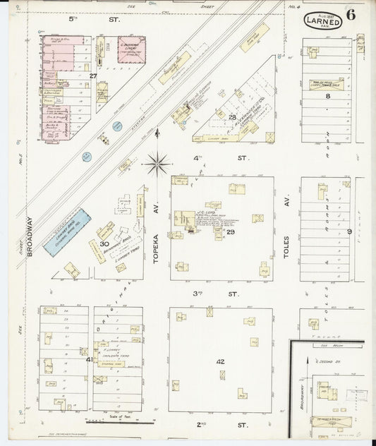 Sanborn Fire Insurance Map from Larned, Pawnee County, Kansas (1887), Sheet #0006 - Historic Sanborn Fire Insurance Map Print, vintage old map wall art, antique decor, genealogy gift, Kansas Kansas map