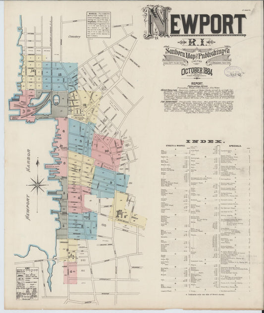 Sanborn Fire Insurance Map from Newport, Newport County, Rhode Island. (1884) – Historic Sanborn Fire Insurance Map Print