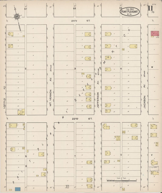 Sanborn Fire Insurance Map from Point Pleasant, Mason County, West Virginia (1922), Sheet #0011 - Historic Sanborn Fire Insurance Map Print, vintage old map wall art, antique decor, genealogy gift, West Virginia West Virginia map