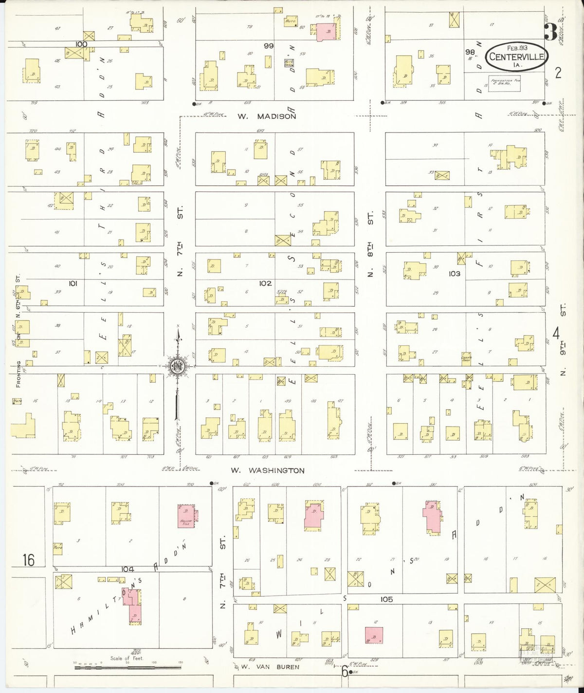 Sanborn Fire Insurance Map from Centerville, Appanoose County, Iowa (1913), Sheet #0003 - Historic Sanborn Fire Insurance Map Print