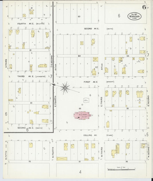 Sanborn Fire Insurance Map from Mandan, Morton County, North Dakota (1907), Sheet #0006 - Historic Sanborn Fire Insurance Map Print, vintage old map wall art, antique decor, genealogy gift, North Dakota North Dakota map
