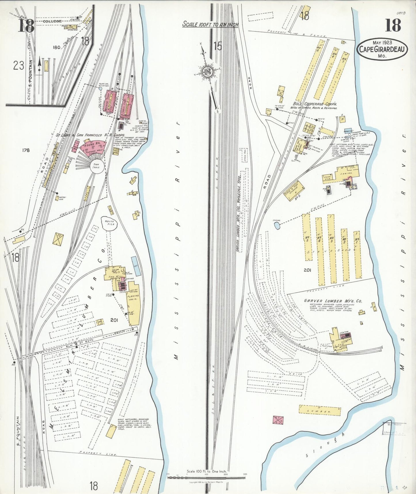 Sanborn Fire Insurance Map from Cape Girardeau, Cape Girardeau County, Missouri (1923), Sheet #0018 - Historic Sanborn Fire Insurance Map Print, vintage old map wall art, antique decor, genealogy gift, Missouri Missouri map