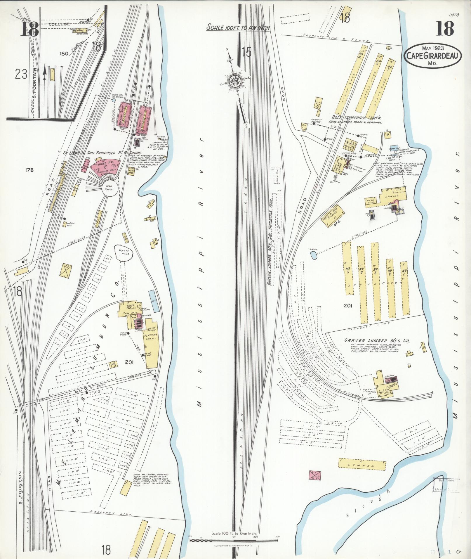 Sanborn Fire Insurance Map from Cape Girardeau, Cape Girardeau County, Missouri (1923), Sheet #0018 - Historic Sanborn Fire Insurance Map Print, vintage old map wall art, antique decor, genealogy gift, Missouri Missouri map