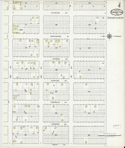 Sanborn Fire Insurance Map from Crosbyton, Crosby County, Texas (1921), Sheet #0004 - Historic Sanborn Fire Insurance Map Print, vintage old map wall art, antique decor, genealogy gift, Texas Texas map