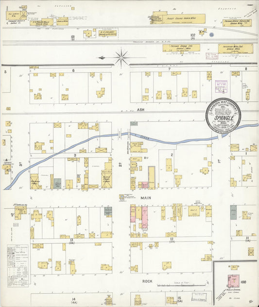 Sanborn Fire Insurance Map from Spangler, Spokane County, Washington (1905), Sheet #0001 - Historic Sanborn Fire Insurance Map Print, vintage old map wall art, antique decor, genealogy gift, Washington Washington map