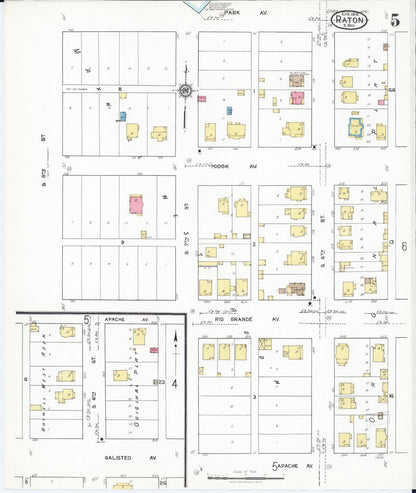 Sanborn Fire Insurance Map from Raton, Colfax County, New Mexico (1919), Sheet #0005 - Complete Map Set gallery image, historic Sanborn map, vintage wall art, New Mexico New Mexico