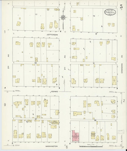 Sanborn Fire Insurance Map from Purcell, McClain County, Oklahoma (1914), Sheet #0005 - Complete Map Set gallery image, historic Sanborn map, vintage wall art, Oklahoma Oklahoma
