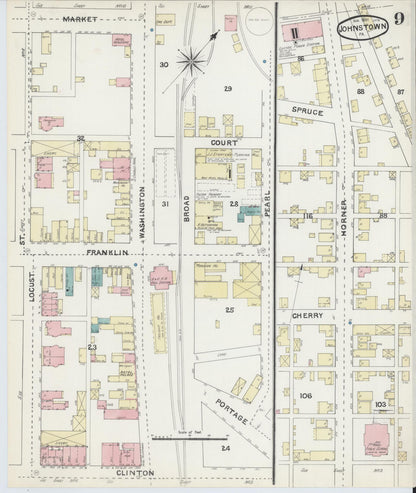 Sanborn Fire Insurance Map from Johnstown, Cambria County, Pennsylvania (1891), Sheet #0009 - Historic Sanborn Fire Insurance Map Print, vintage old map wall art, antique decor, genealogy gift, Pennsylvania Pennsylvania map