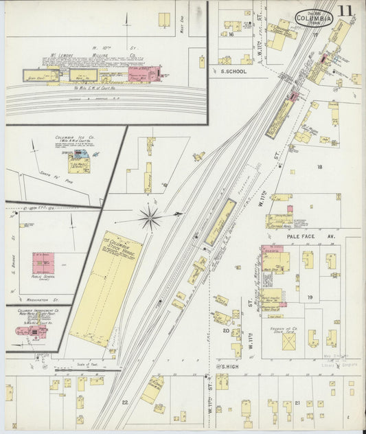 Sanborn Fire Insurance Map from Columbia, Maury County, Tennessee (1895), Sheet #0011 - Historic Sanborn Fire Insurance Map Print, vintage old map wall art, antique decor, genealogy gift, Tennessee Tennessee map