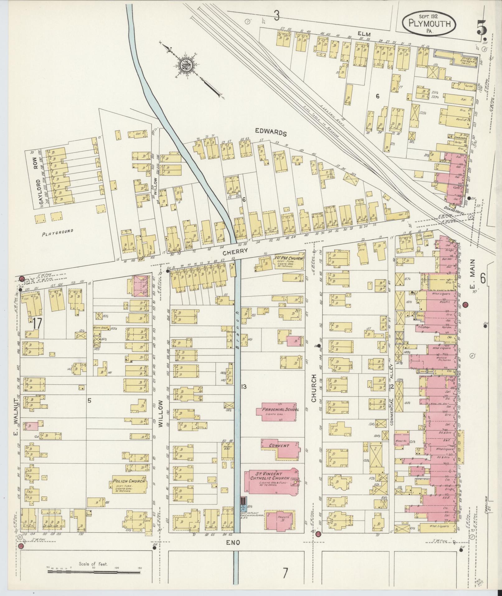 Sanborn Fire Insurance Map from Plymouth, Luzerne County, Pennsylvania (1912), Sheet #0005 - Complete Map Set gallery image, historic Sanborn map, vintage wall art, Pennsylvania Pennsylvania