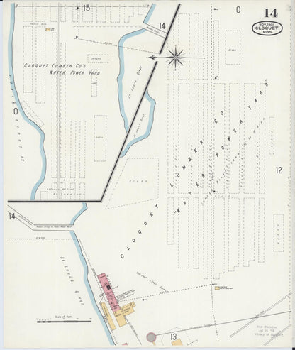 Sanborn Fire Insurance Map from Cloquet, Carlton County, Minnesota (1901), Sheet #0014 - Complete Map Set gallery image, historic Sanborn map, vintage wall art, Minnesota Minnesota