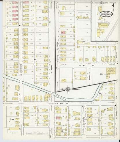 Sanborn Fire Insurance Map from Miamisburg, Montgomery County, Ohio (1911), Sheet #0004 - Historic Sanborn Fire Insurance Map Print, vintage old map wall art, antique decor, genealogy gift, Ohio Ohio map
