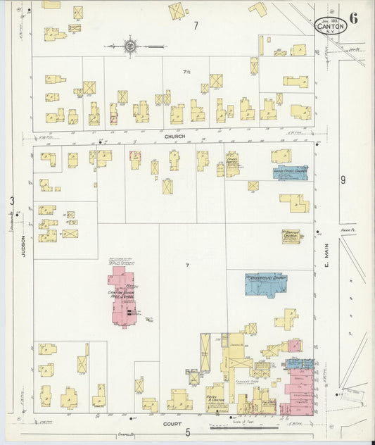 Sanborn Fire Insurance Map from Canton, St. Lawrence County, New York (1913), Sheet #0006 - Historic Sanborn Fire Insurance Map Print, vintage old map wall art, antique decor, genealogy gift, New York New York map