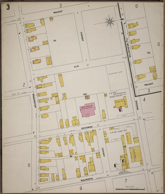 Sanborn Fire Insurance Map from Saratoga, Saratoga County, New York (1900), Sheet #0003 - Historic Sanborn Fire Insurance Map Print, vintage old map wall art, antique decor, genealogy gift, New York New York map
