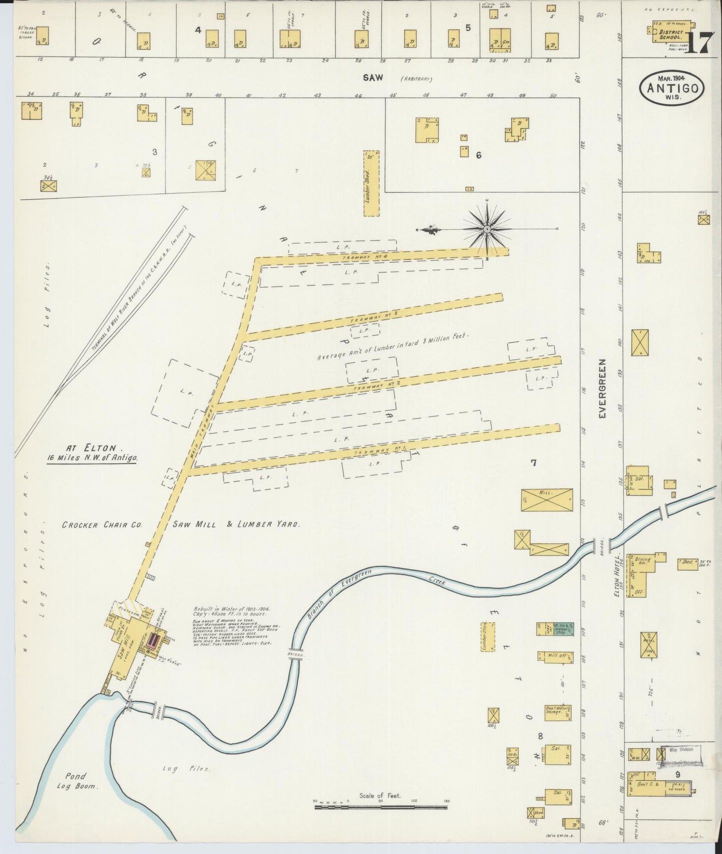 Sanborn Fire Insurance Map from Antigo, Langlade County, Wisconsin (1904), Sheet #0017 - Historic Sanborn Fire Insurance Map Print, vintage old map wall art, antique decor, genealogy gift, Wisconsin Wisconsin map
