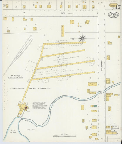 Sanborn Fire Insurance Map from Antigo, Langlade County, Wisconsin (1904), Sheet #0017 - Historic Sanborn Fire Insurance Map Print, vintage old map wall art, antique decor, genealogy gift, Wisconsin Wisconsin map