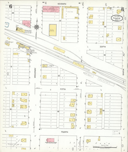 Sanborn Fire Insurance Map from Prague, Lincoln County, Oklahoma (1923), Sheet #0006 - Complete Map Set gallery image, historic Sanborn map, vintage wall art, Oklahoma Oklahoma