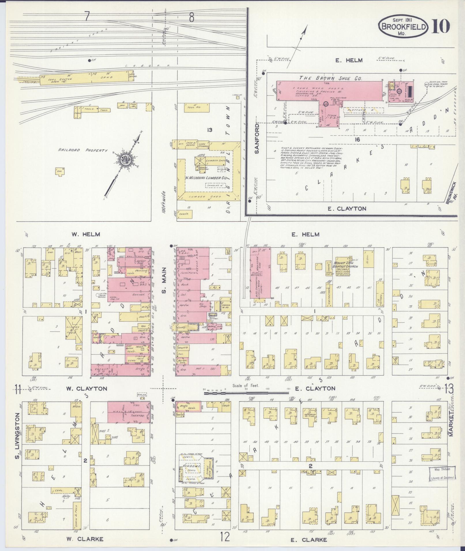 Sanborn Fire Insurance Map from Brookfield, Linn County, Missouri (1911), Sheet #0010 - Complete Map Set gallery image, historic Sanborn map, vintage wall art, Missouri Missouri