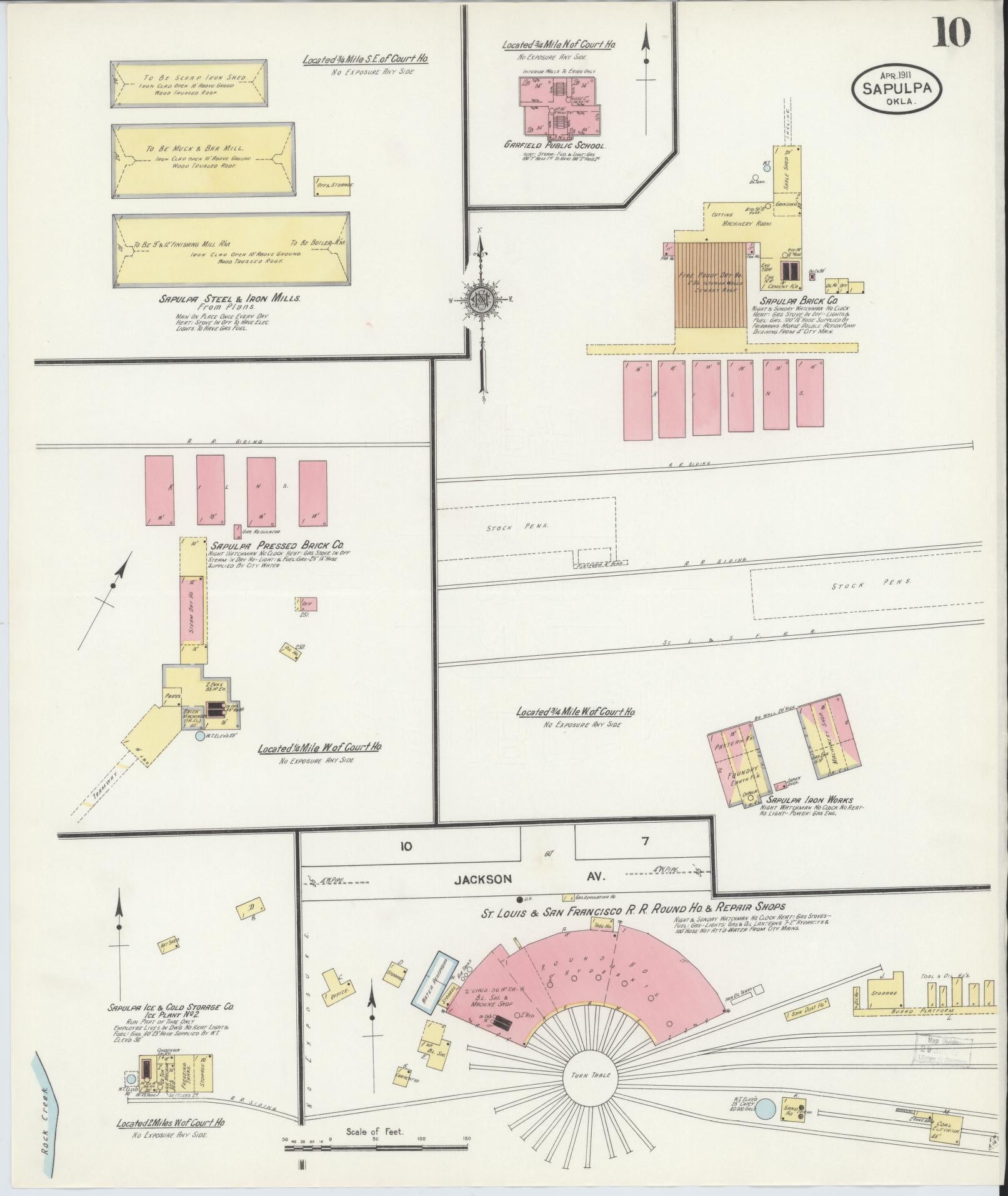Sanborn Fire Insurance Map from Sapulpa, Creek County, Oklahoma (1911), Sheet #0010 - Complete Map Set gallery image, historic Sanborn map, vintage wall art, Oklahoma Oklahoma