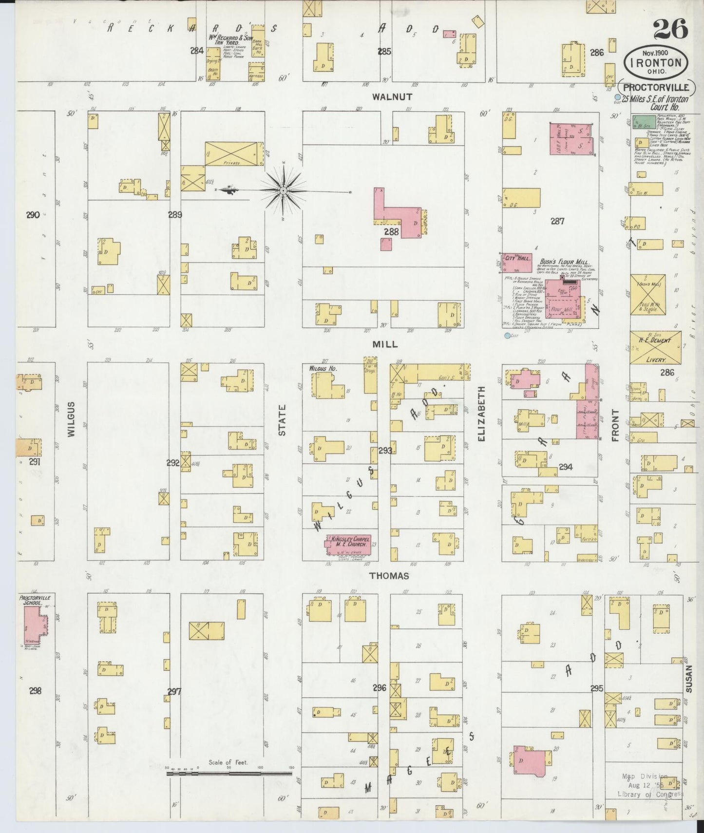 Sanborn Fire Insurance Map from Ironton, Lawrence County, Ohio (1900), Sheet #0026 - Historic Sanborn Fire Insurance Map Print, vintage old map wall art, antique decor, genealogy gift, Ohio Ohio map