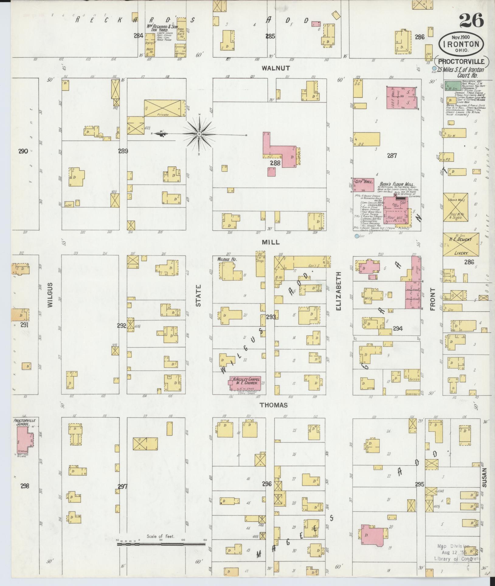 Sanborn Fire Insurance Map from Ironton, Lawrence County, Ohio (1900), Sheet #0026 - Historic Sanborn Fire Insurance Map Print, vintage old map wall art, antique decor, genealogy gift, Ohio Ohio map