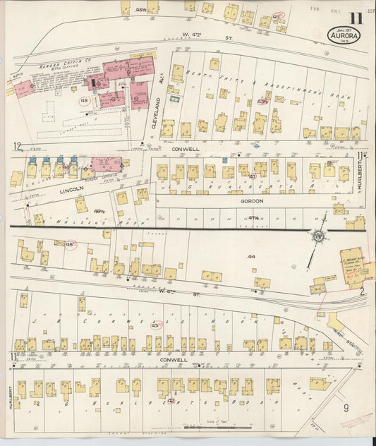 Sanborn Fire Insurance Map from Aurora, Dearborn County, Indiana (1935), Sheet #0011 - Historic Sanborn Fire Insurance Map Print, vintage old map wall art, antique decor, genealogy gift, Indiana Indiana map