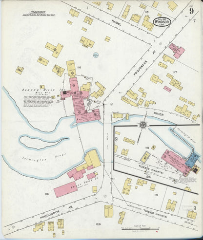 Sanborn Fire Insurance Map from Windsor, Hartford County, Connecticut (1921), Sheet #0009 - Complete Map Set gallery image, historic Sanborn map, vintage wall art, Connecticut Connecticut