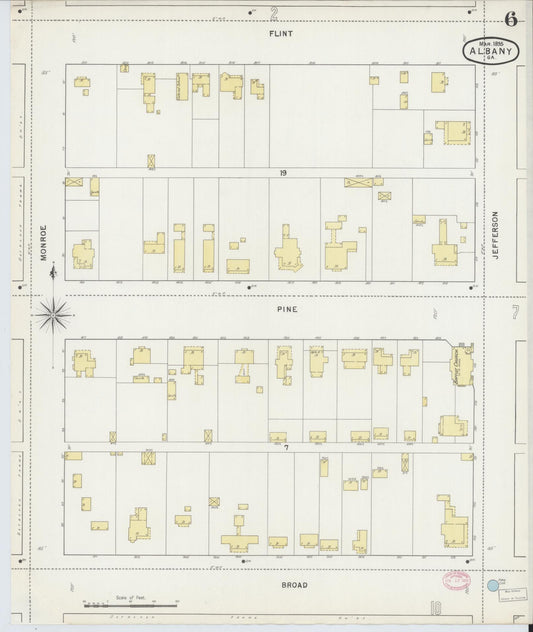Sanborn Fire Insurance Map from Albany, Dougherty County, Georgia (1895), Sheet #0006 - Historic Sanborn Fire Insurance Map Print, vintage old map wall art, antique decor, genealogy gift, Georgia Georgia map