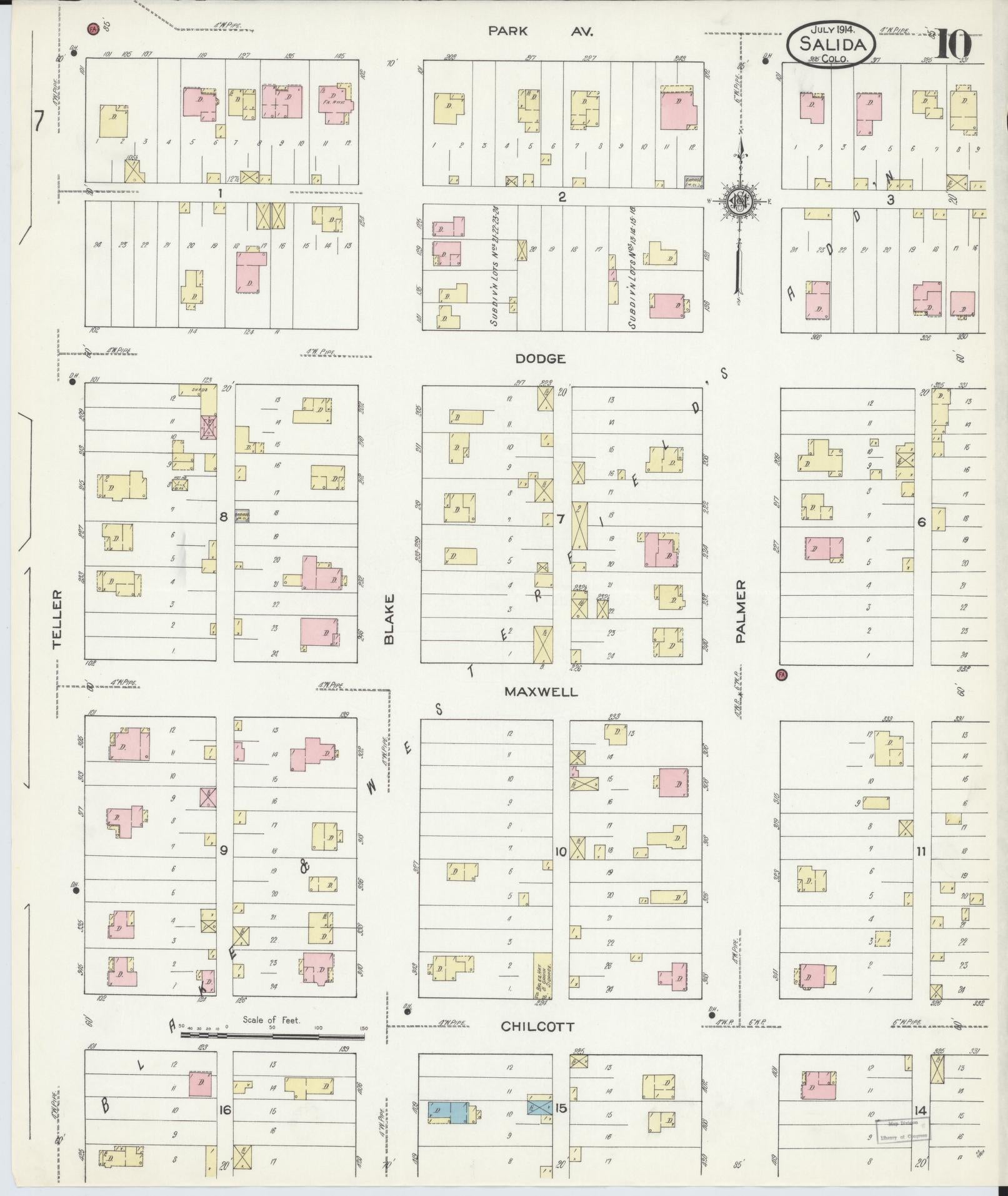 Sanborn Fire Insurance Map from Salida, Chaffee County, Colorado (1914), Sheet #0010 - Complete Map Set gallery image, historic Sanborn map, vintage wall art, Colorado Colorado