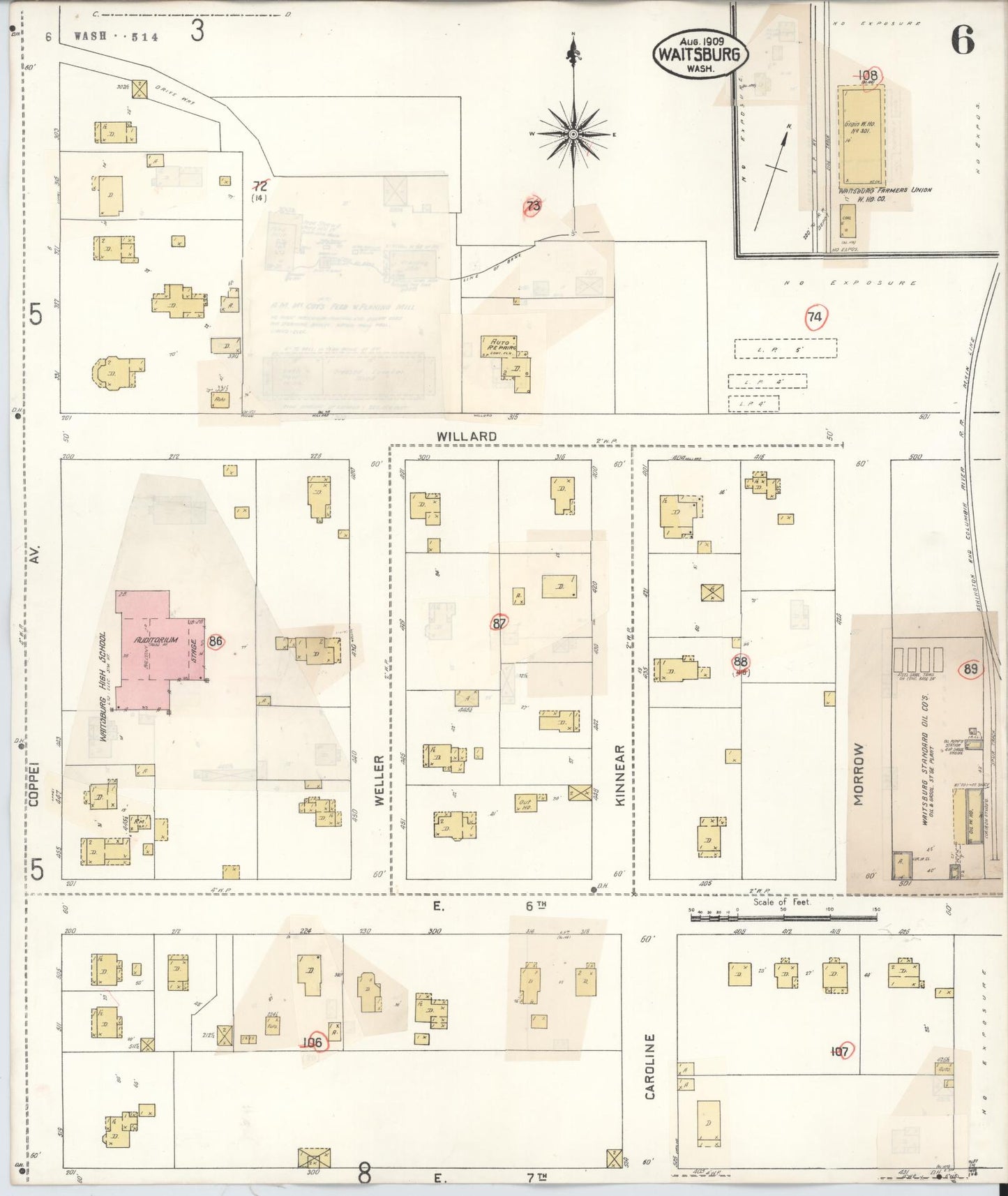 Sanborn Fire Insurance Map from Waitsburg, Walla Walla County, Washington (1933), Sheet #0006 - Complete Map Set gallery image, historic Sanborn map, vintage wall art, Washington Washington