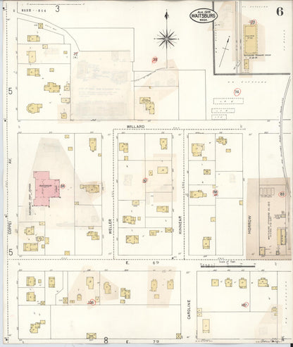 Sanborn Fire Insurance Map from Waitsburg, Walla Walla County, Washington (1933), Sheet #0006 - Complete Map Set gallery image, historic Sanborn map, vintage wall art, Washington Washington