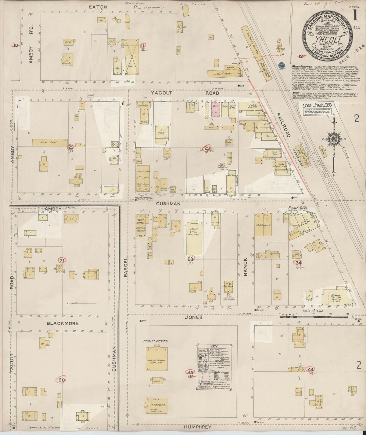Sanborn Fire Insurance Map from Yacolt, Clark County, Washington (1930), Sheet #0001 - Historic Sanborn Fire Insurance Map Print, vintage old map wall art, antique decor, genealogy gift, Washington Washington map