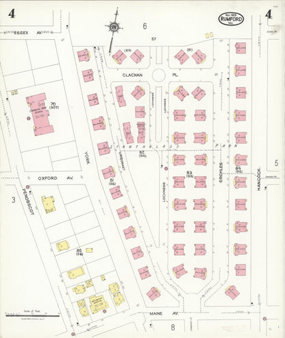 Sanborn Fire Insurance Map from Rumford, Oxford County, Maine (1923), Sheet #0004 - Complete Map Set gallery image, historic Sanborn map, vintage wall art, Maine Maine