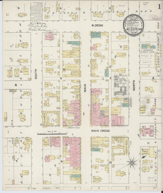Sanborn Fire Insurance Map from Mount Sterling, Brown County, Illinois (1890), Sheet #0001 - Historic Sanborn Fire Insurance Map Print, vintage old map wall art, antique decor, genealogy gift, Illinois Illinois map