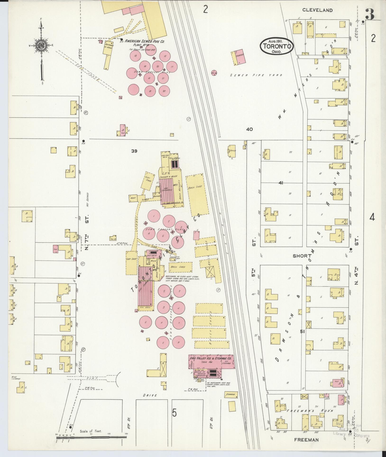 Sanborn Fire Insurance Map from Toronto, Jefferson County, Ohio (1911), Sheet #0003 - Historic Sanborn Fire Insurance Map Print, vintage old map wall art, antique decor, genealogy gift, Ohio Ohio map