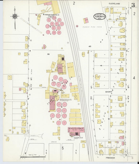 Sanborn Fire Insurance Map from Toronto, Jefferson County, Ohio (1911), Sheet #0003 - Historic Sanborn Fire Insurance Map Print, vintage old map wall art, antique decor, genealogy gift, Ohio Ohio map