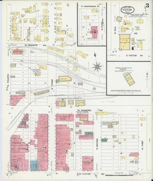 Sanborn Fire Insurance Map from Victor, Teller County, Colorado (1908), Sheet #0003 - Historic Sanborn Fire Insurance Map Print, vintage old map wall art, antique decor, genealogy gift, Colorado Colorado map