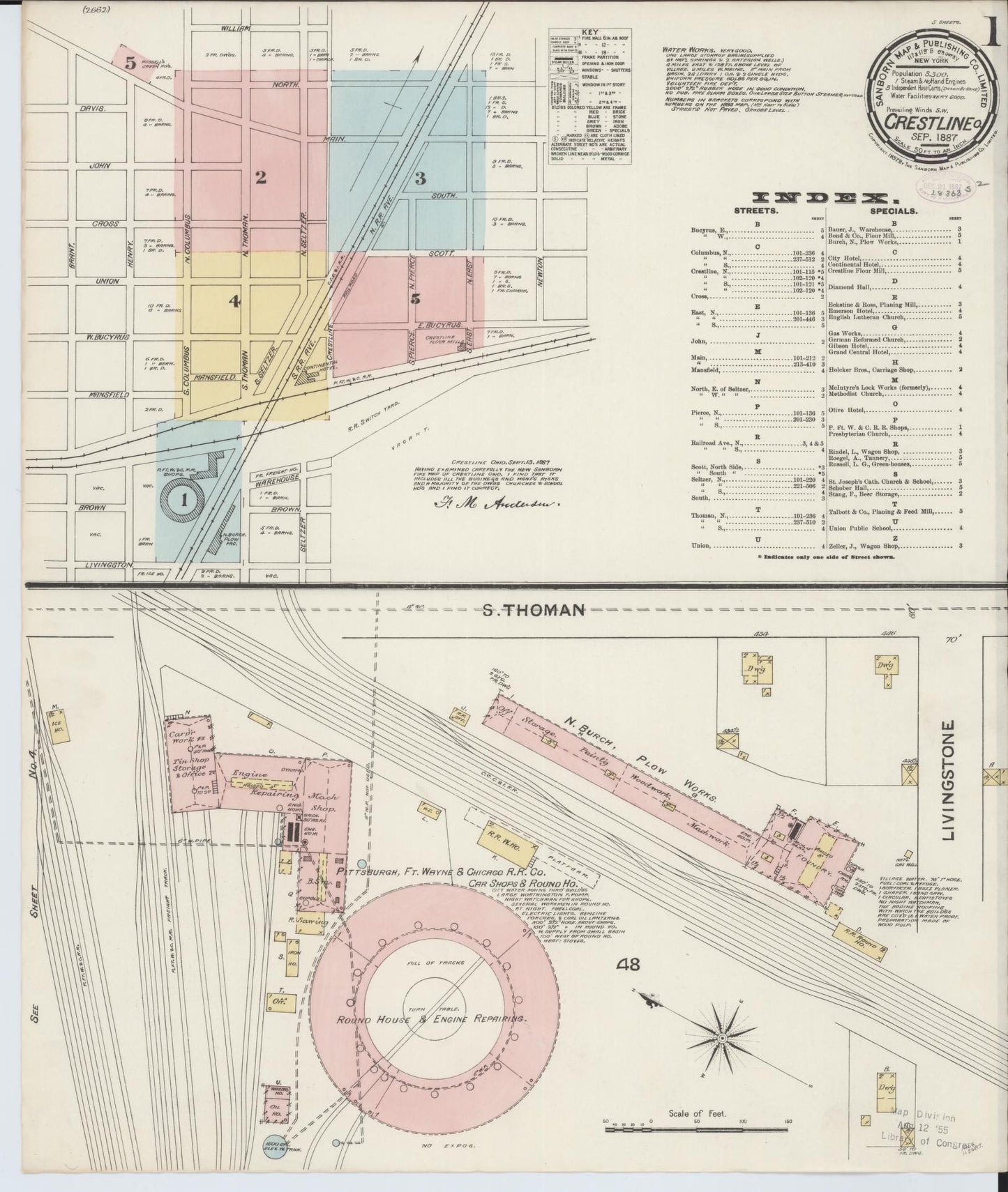 Sanborn Fire Insurance Map from Crestline, Crawford County, Ohio (1887), Sheet #0001 - Historic Sanborn Fire Insurance Map Print, vintage old map wall art, antique decor, genealogy gift, Ohio Ohio map