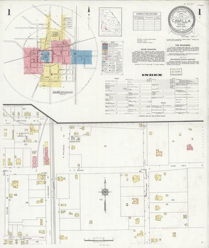Sanborn Fire Insurance Map from Camilla, Mitchell County, Georgia (1934), Sheet #0001 - Complete Map Set gallery image, historic Sanborn map, vintage wall art, Georgia Georgia