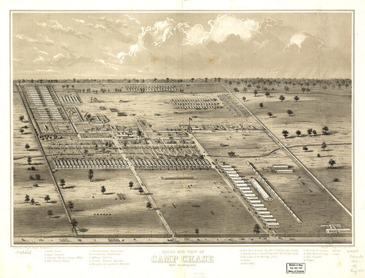 Bird's eye view of Camp Chase near Columbus, Ohio. (1860) – Historic Bird’s-Eye View Panorama Print