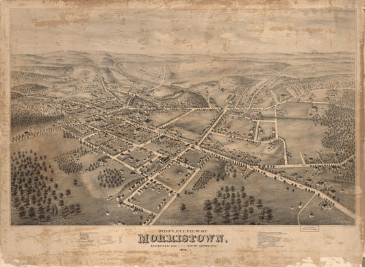 Bird's eye view of Morristown, Morris Co., New Jersey (1876) – Historic Bird’s-Eye View Panorama Print