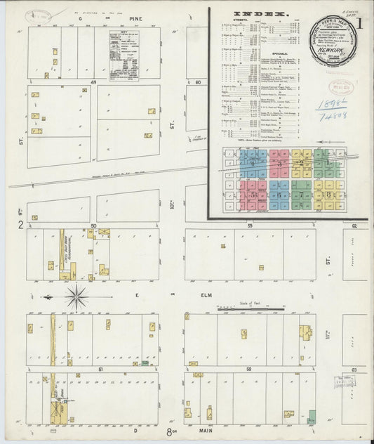 Sanborn Fire Insurance Map from Newkirk, Kay County, Oklahoma (1898), Sheet #0001 - Complete Map Set gallery image, historic Sanborn map, vintage wall art, Oklahoma Oklahoma